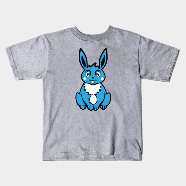 Blue Colored Easter Bunny Kids T-Shirt by MonkeyBusiness